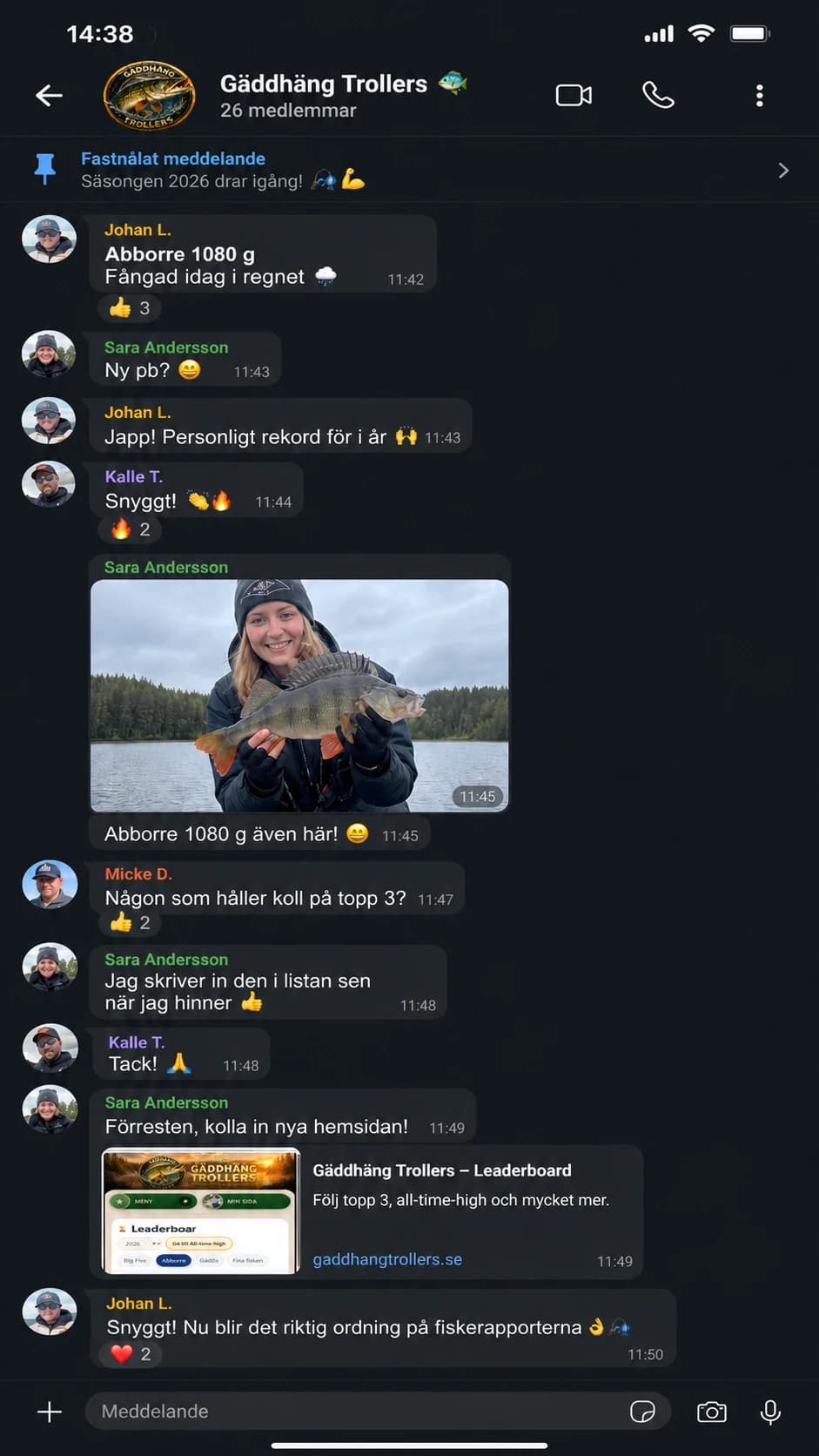 Före: fångster rapporterades manuellt i en chattgrupp